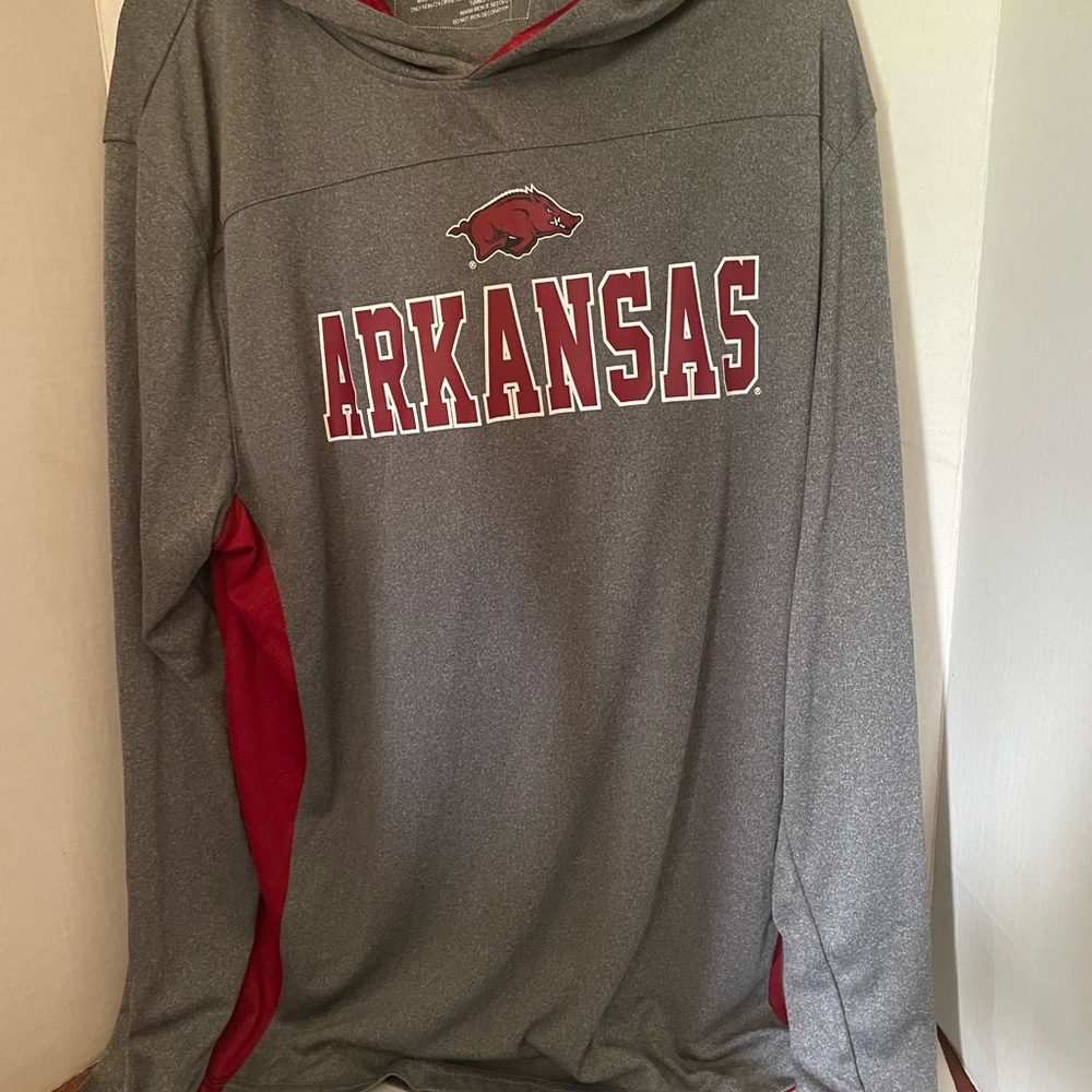 Arkansas Razorbacks Campus Heritage Gray and Red Hoodie